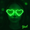 Yeşil Led Işıklı Kalp Gözlük – 3 Modlu Parti  Glow Gözlüğü