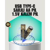 1.5V AA Şarjlı Lityum Pil | 1000+ Kez Şarj Edilebilir | Hızlı Type-C Şarj (2 Adet)