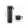Termos Seti 3lü Bardak Seti Isı Dayanıklı Siyah Paslanmaz Çelik Vakumlu