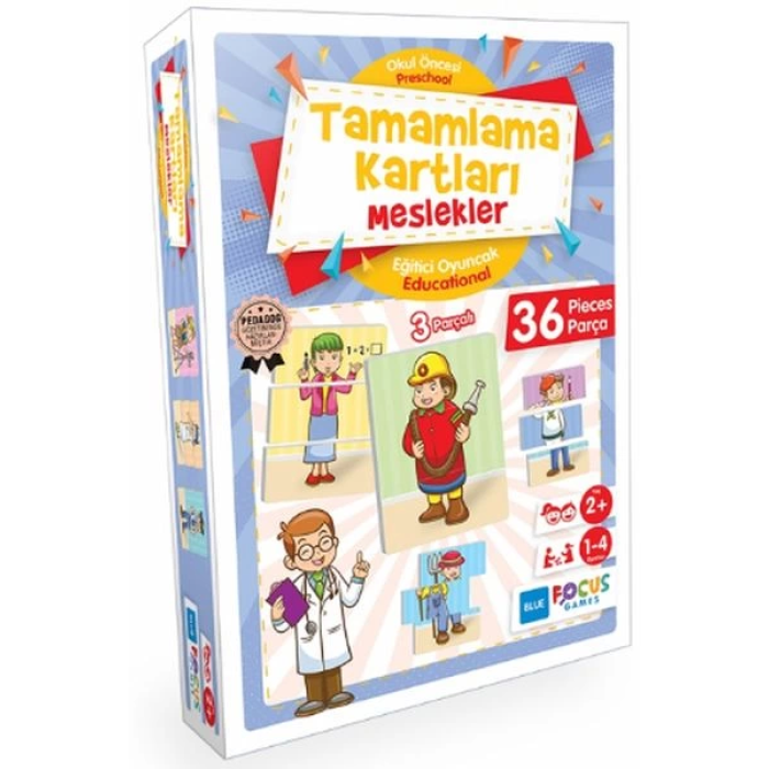 Blue Focus Tamamlama Kartları Meslekler - Eğitici Oyunlar 36 Parça