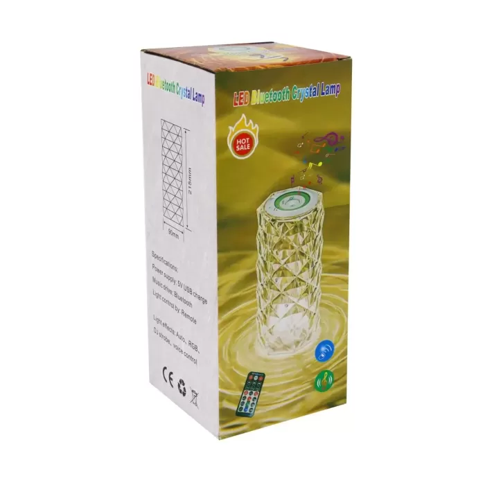 Kristal Masa Lamba LED Bluetooth Hoparlör Uzaktan Kumandalı