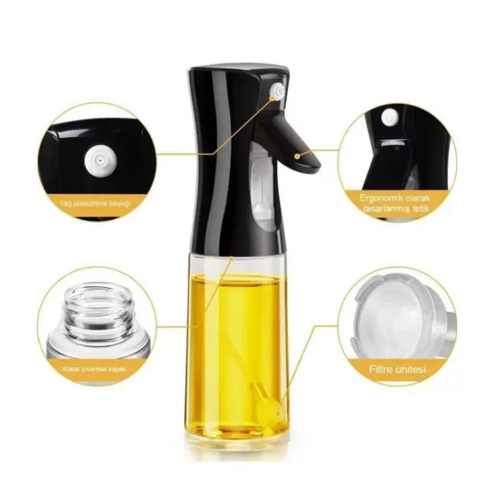 Püskürtmeli Sprey Yağ Limon Sirke Sos Şişesi Cam