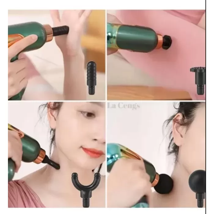 Yeni Nesil Darbeli Titreşimli Şarjlı Sporcu Masaj Tabancası 4 Başlıklı LC-002