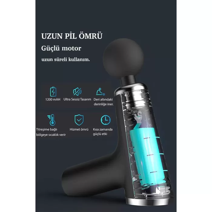 Mini Fascial Gun Profesyonel Şarjlı Masaj Aleti 4 Başlıklı KH-800