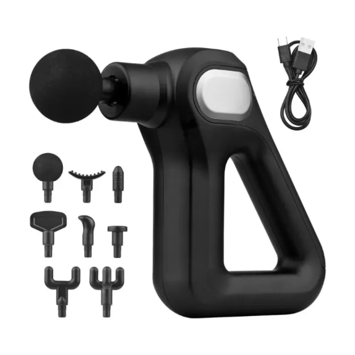 Fascial Gun KH-750 Gri LCD Sporcu Egzersiz Masaj Aleti 8 Başlıklı