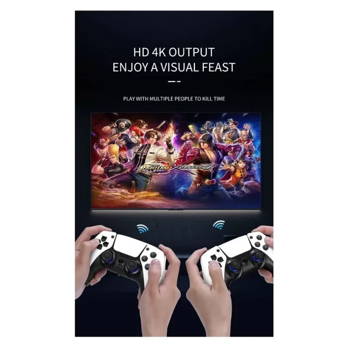 4K Game Tv Stick Android Tv Wifi Kablosuz Çift Kol Game Stick 64GB Hafıza Atari