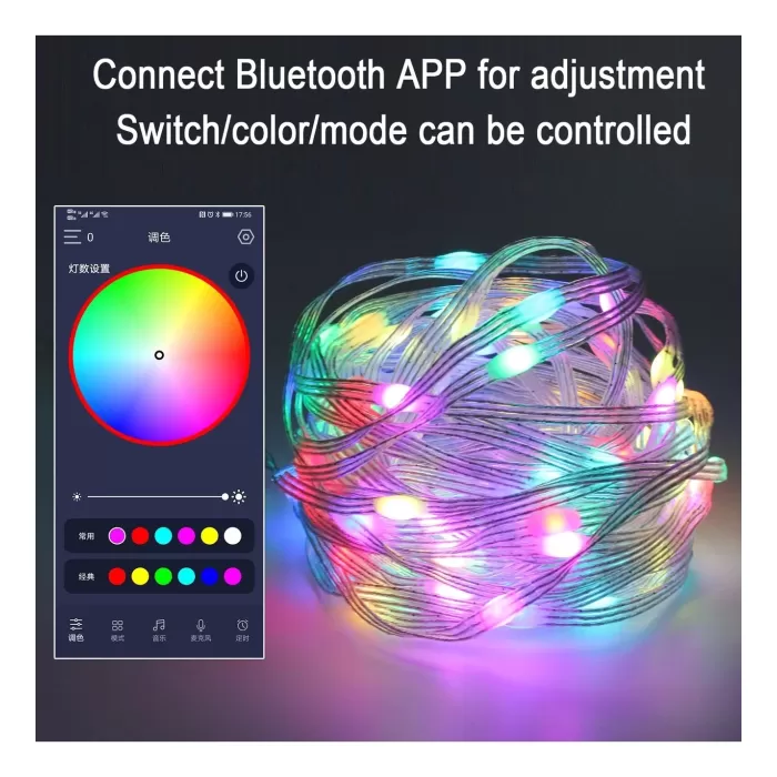 Animasyonlu Suya Dayanıklı Şerit LED 10 mt USB Girişli Telefon Kontrollü Rgb Sese Duyarlı