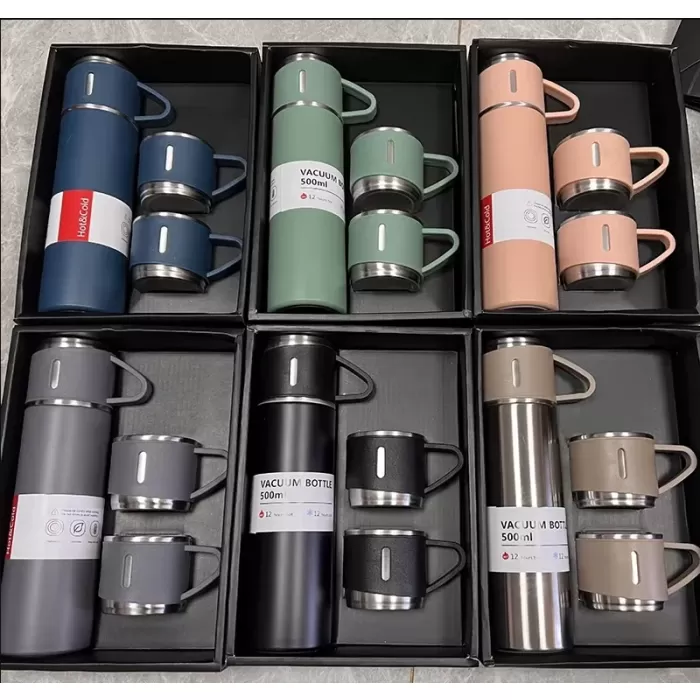 Üçlü Bardak Paslanmaz Çelik Termos Seti