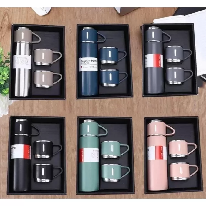 Üçlü Bardak Paslanmaz Çelik Termos Seti