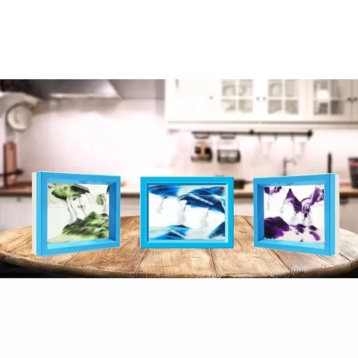 Hareketli Kum Resim İllüzyon Doğal Manzara 2 Yüz Çerçeveli 3D Görüş Masaüstü Sanat Aynalı