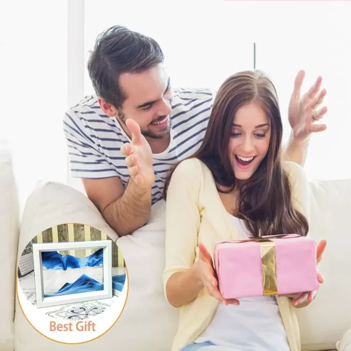 Hareketli Kum Resim İllüzyon Doğal Manzara 2 Yüz Çerçeveli 3D Görüş Masaüstü Sanat Aynalı