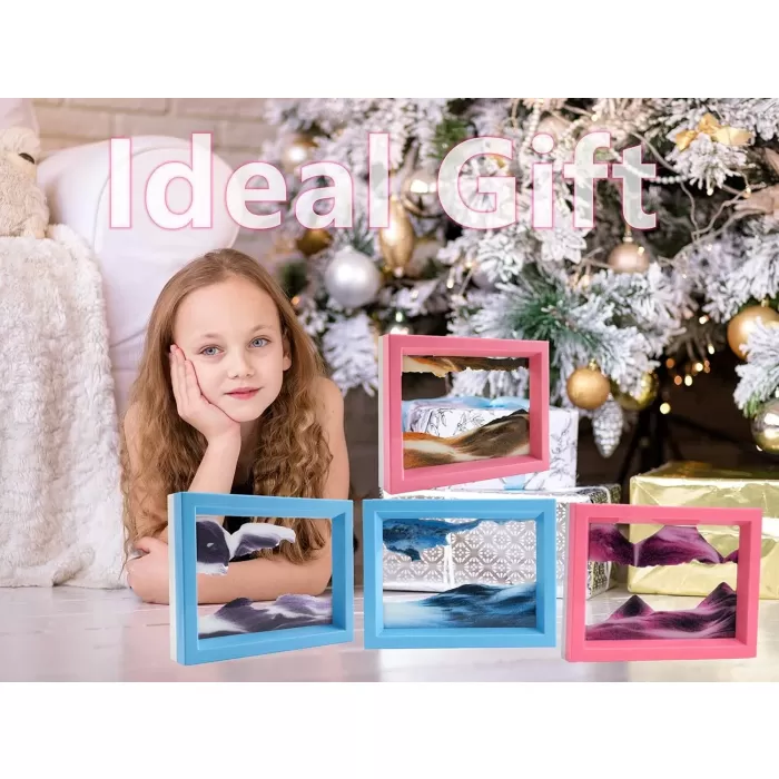 Her İki Tarafı Farklı Renk Hareketli Kum Resim Soyut Manzara 3D Görüş Hareketli Kum Resim Akışı Kum