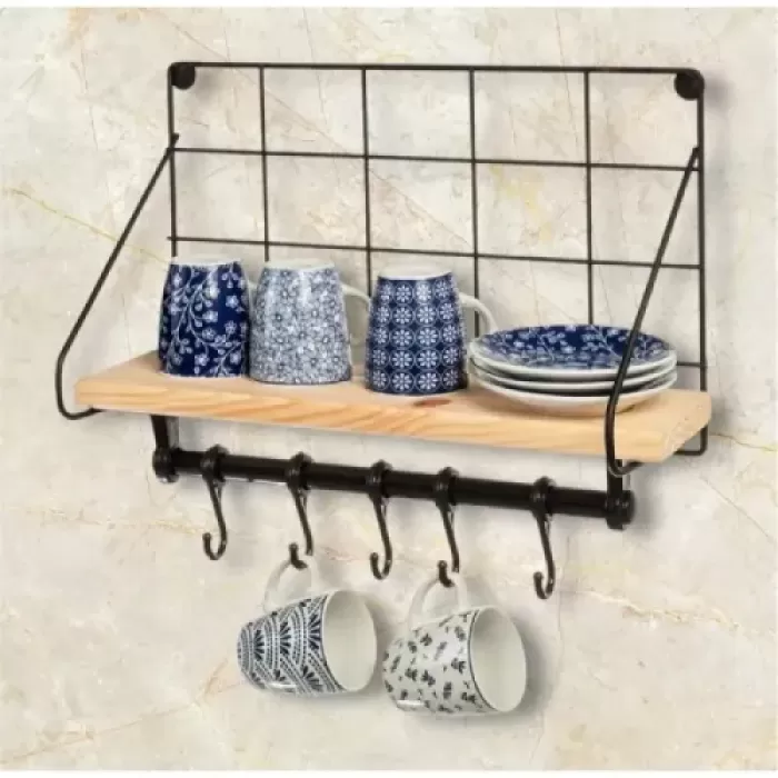 Metal Askılıklı Kahve Köşesi Rafı