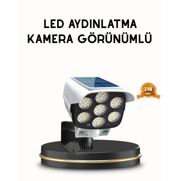 Güneş Paneliyle Şarj Olan Hareket Sensörlü Dış Mekan Güvenlik Lambası Ayarlanabilir