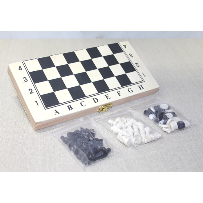 Ahşap Kutulu Satranç Ve Tavla Seti Alk4025