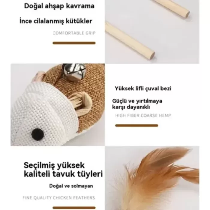 Doğal Jut Fare Sembollü Kedi Oltası