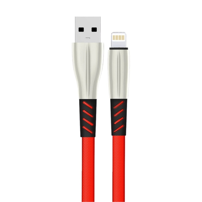 KYL06 S89 Metal Uçlu Lightning Kablo iphone Uyumlu 1M 2.4A - Kırmızı