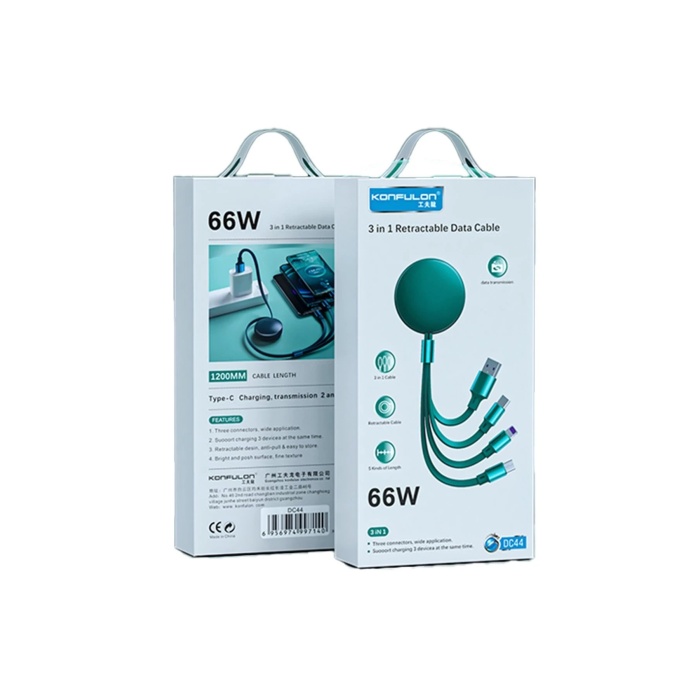 KYL06 DC44 3in1 66W Kablo - Yeşil