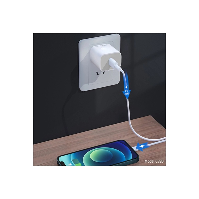 KYL06 C69D 20W + 1M 18W DC15 Type-C to Type-C Kablolu PD Şarj Cihazı