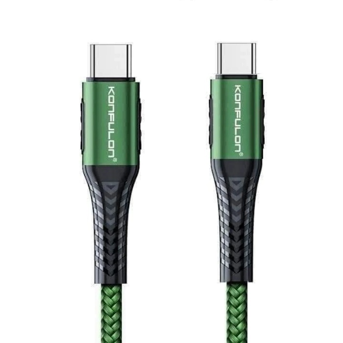 KYL06 DC43 Type-C to Type-C 1M Örgü 60W Hızlı Şarj Kablo - Yeşil