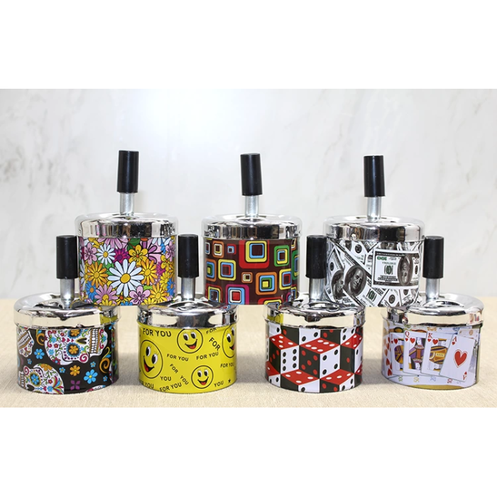 Metal Renkli Basmalı Küllük Yuvarlak Alk4528