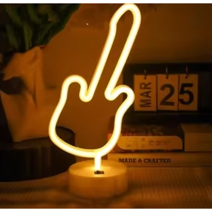 Neon Gitar Masa Lambası Pil+usb