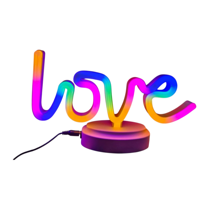 Neon Işıklı Love Yazılı Masa Gece Lambası Pil+usb