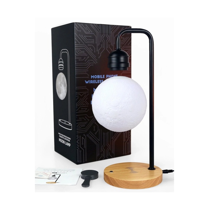 KYL06 XF02 Ay Görünümlü Kablosuz Şarj Özellikli Gece Lambası - Siyah