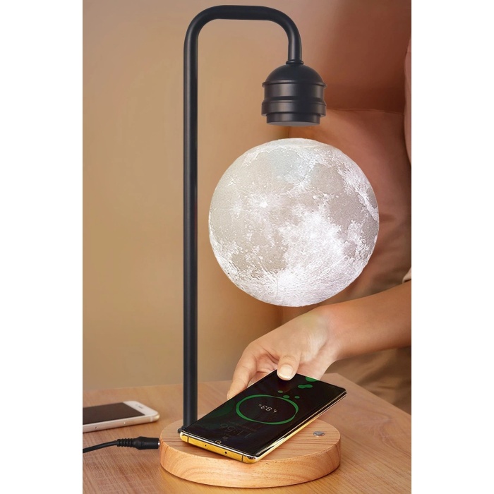 KYL06 XF02 Ay Görünümlü Kablosuz Şarj Özellikli Gece Lambası - Siyah