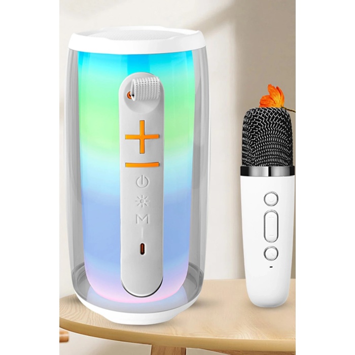 KYL06 Pluse 6 Mikrofonlu RGB Kablosuz Hoparlör - Beyaz