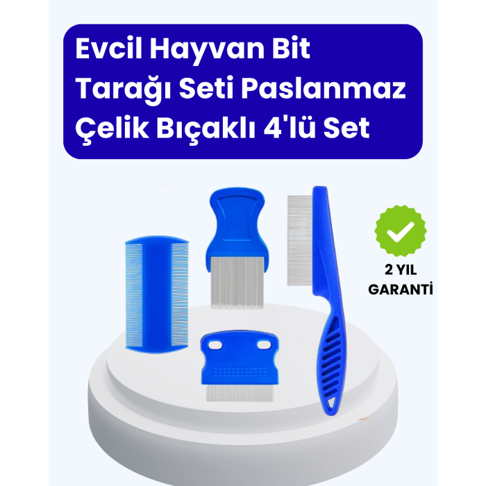 Evcil Hayvan Bakımı İçin Dayanıklı ve Çok Amaçlı Tarak Seti (4 Parça)