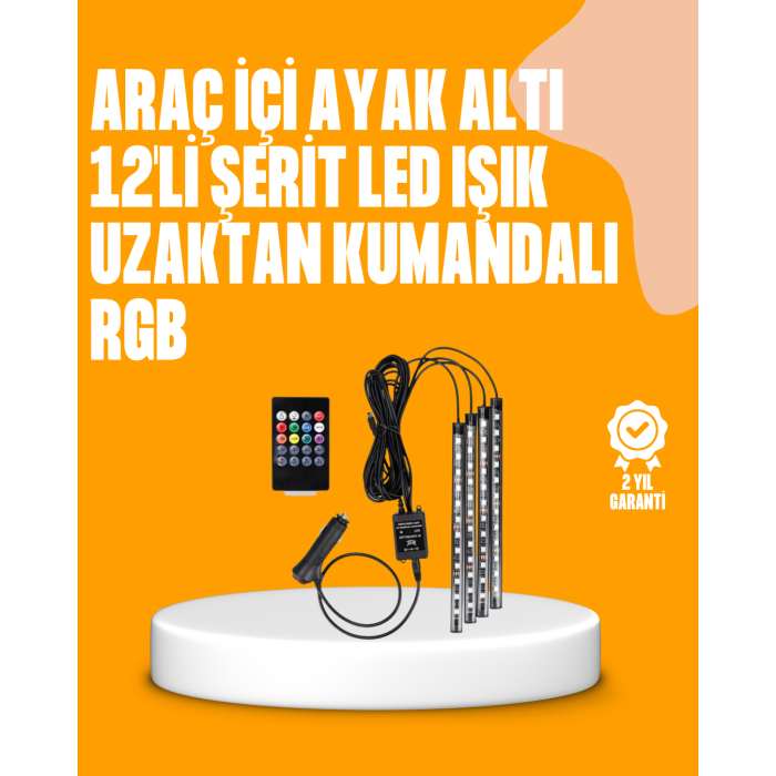 4 Parça RGB LED Araç İçi Aydınlatma Sistemi