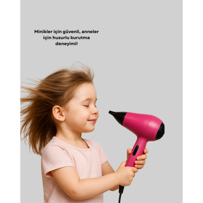 Çocuklara Özel Mini Fön Makinesi – 500/1000W Güç – Düşük Gürültü