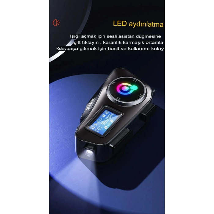 Q58-max Radyolu 2 Kişi Bağlantılı Bluetooth Kask Kulaklık Ekranlı Fenerli Müzik Ve Telsiz Intercom