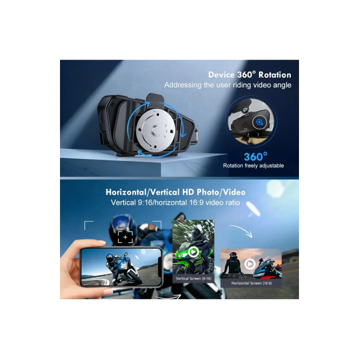 Q28 Motosiklet Kask Bluetooth Kulaklık 1080p Kamera Interkom Kulaklık Su Geçirmez Intercom