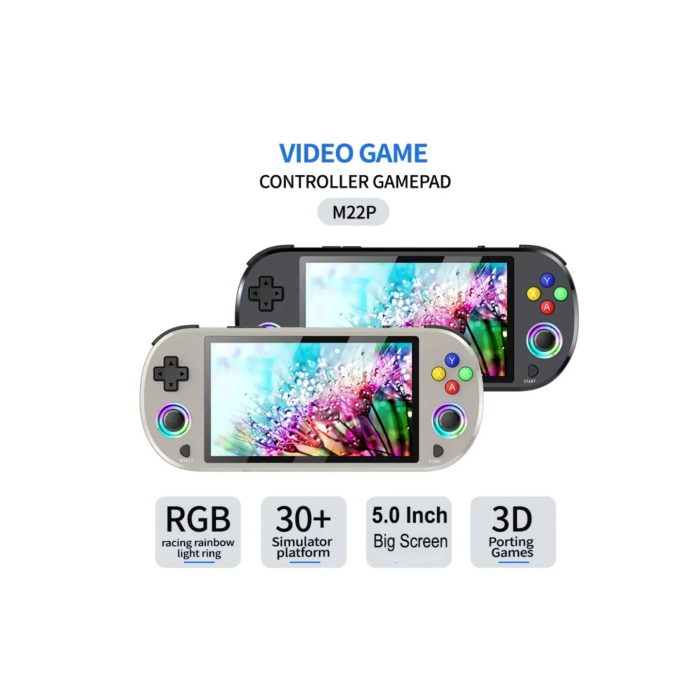 M22 Pro Retro Oyun Konsolu 5.0 ’’ıps Ekran Dahili 20000+ Oyun Emülatörleri Rgb Led Joystick