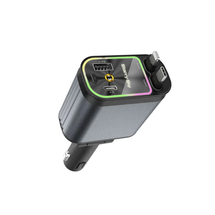 4’ü 1 Arada Çift Usb Bağlantı Çakmaklık, Type-c Hızlı Şarjlı 66w,geri Çekilebilir Araç Telefon Şarj Cihazı