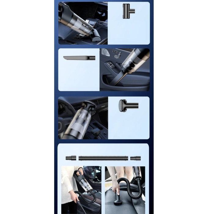 KYL06 VC006 50W 4000 mAh Bataryalı Kablosuz Çok Fonksiyonlu Araç Süpürge - Siyah