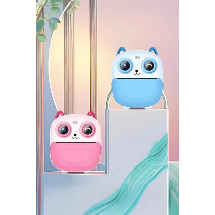 Dijital Video Fotoğraf App Destekli Çocuk Kamerası Termal Resim Kağıt Baskılı Yazıcı Pembe