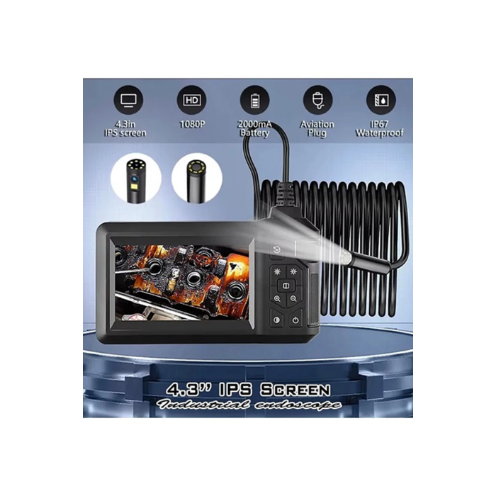 Vtn-008 Ekranlı Çift Kameralı 10 Mt Sert Kablo Yılan Endoskop Kamera 8 Mm 4.3 Inc