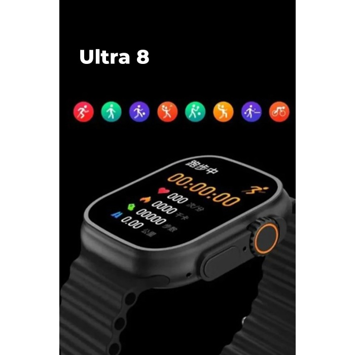 KYL06 Ultra 8 2.1 inç IPS Ekran Konuşma ve NFC Özellikli Akıllı Saat - Siyah