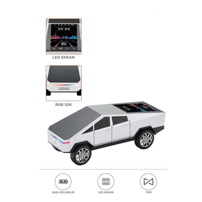 D68 Cyber Model Araba Tasarımlı Bluetooth Hoparlör 15w Güçlü Ses Rgb Led /tws/usb Beyaz