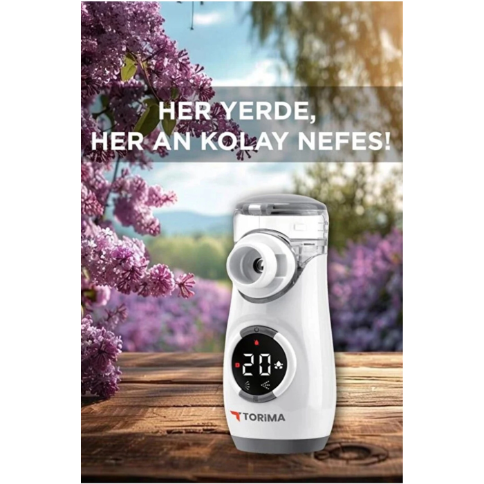 Sessiz Kademeli Dijital Ekranlı Usb Şarjlı Mesh Nebulizatör Cihazı