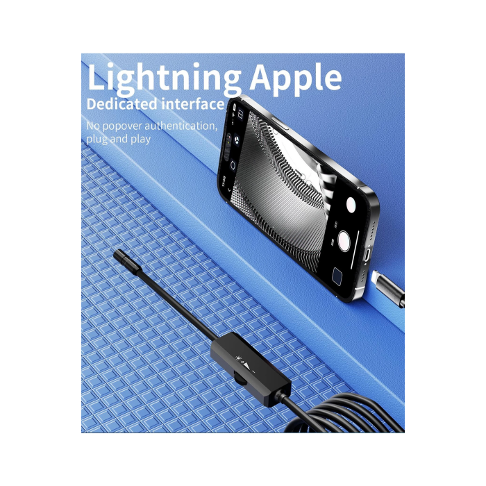 Endoskop Yılan Video Kamera İos Uyumlu Led’li 10 Metre 7 Mm Sert Kablo 2mp Full Hd