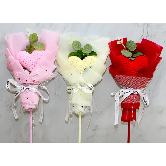 El Örgüsü Kalp Çiçeği Buketi Alk4968