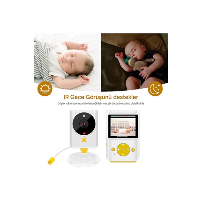 Akıllı Bebek Kamerası Monitörlü Karşılıklı Konuşma Özellikli Sıcaklık İzleme 2.4 İnç Bebek Kamerası