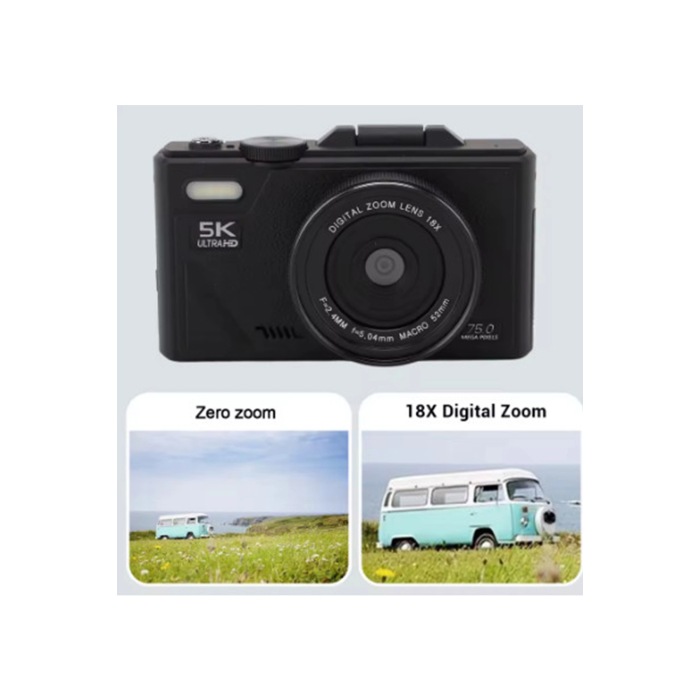 5k 75mp Hd Dijital Kamera 18x Dijital Zoom, Flaşlı,3.0 İnç Ekranlı Fotoğraf Makinesi