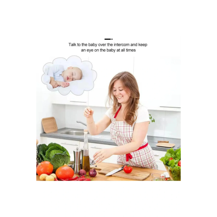 Bebek Kamerası Kumandalı Monitörlü Konuşma Özellikli Işıklı Gece Görüslü Hatırlatıcılı Kamera