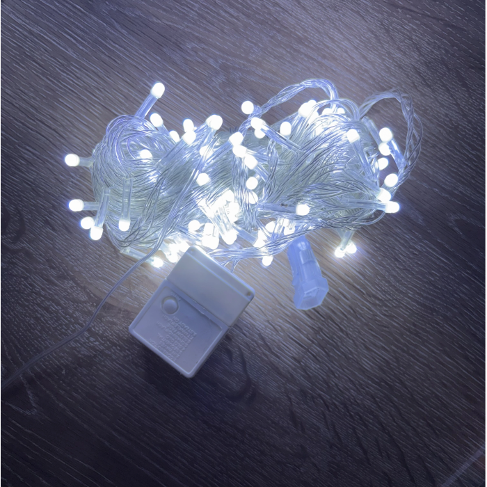 10m 100 Led Damla Uçlu Beyaz Işık Şeffaf Kablo Mz-17-1