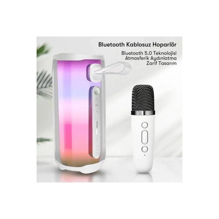 KYL06 Pluse 5 Mikrofonlu RGB Kablosuz Hoparlör - Siyah